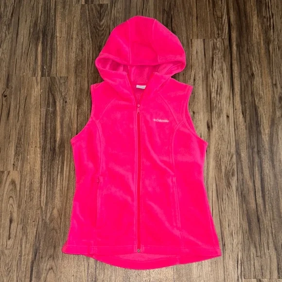 Columbia Bright Pink Hooded Vest - Picture 1 of 7
